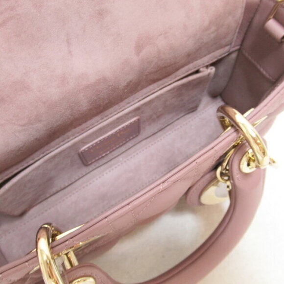 Dior Lady Dior Tote Bag Lambskin Sheepskin Purple Lavender - Picture 5 of 9